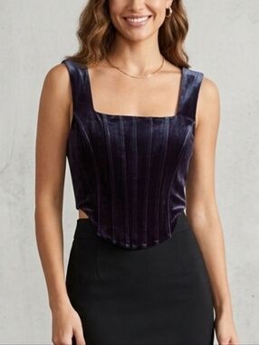 Lina Velvet Square Neck Corset Top Whimsigoth‎ Color Change